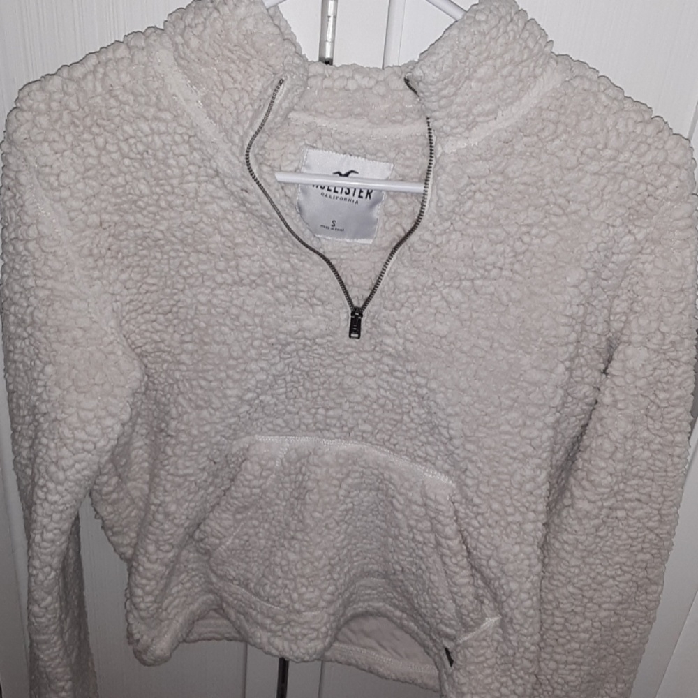 White Hollister Fluffy Jacket